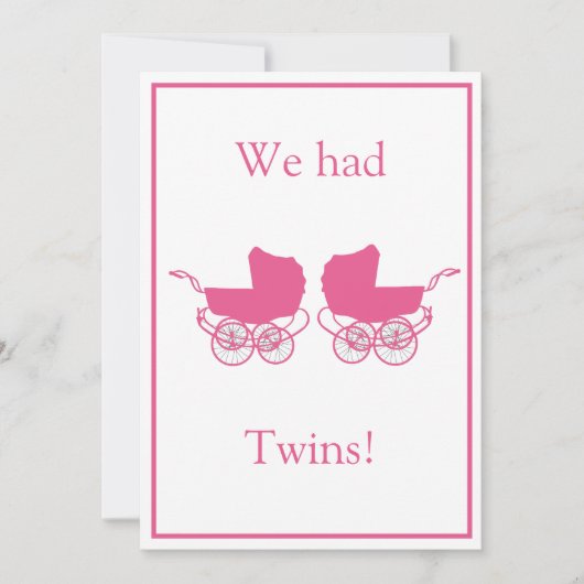 Retro Tweeling Baby Aankondiging Roze (Voorkant)