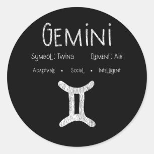 Retro Tweeling Sterrenbeeld Cadeau voor Astrologie Ronde Sticker