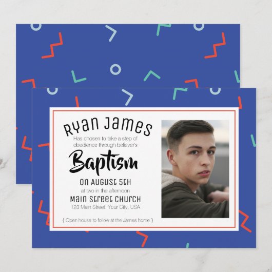 Retro Tween/Teen Baptisme Kaart (Voorkant / Achterkant)