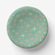 Retro Twinking Stars Patroon Blauwgroen Roze