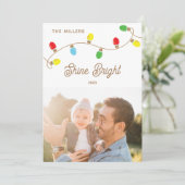 Retro Twinkle Kerstverlichting Vakantie Fotokaart Feestdagenkaart (Staand voorkant)