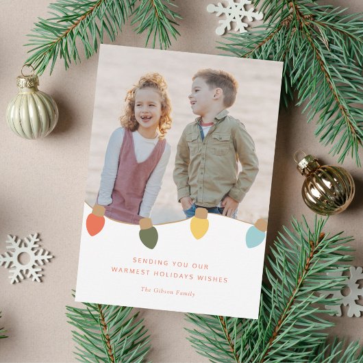 Retro Twinkle Lights Feestdagenkaart