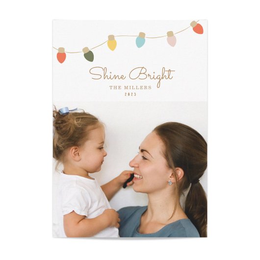 Retro Twinkle Lights Holiday-fotokaart Feestdagenkaart