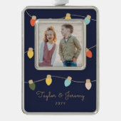 Retro Twinkle Lights Verzilverd Omlijst Ornament (Voorkant)