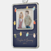 Retro Twinkle Lights Verzilverd Omlijst Ornament (Links)