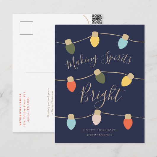 Retro Twinkles Holiday Card Feestdagenkaart (Voorkant / Achterkant)