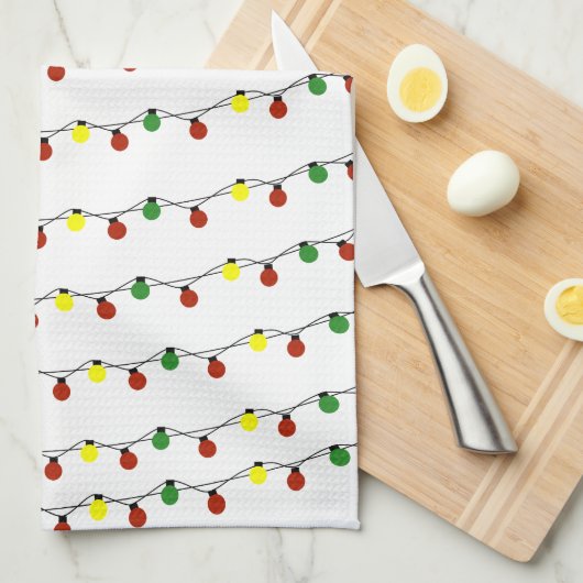 Retro Twinkles kleurrijke kerstlichten Theedoek (Quarter Fold)