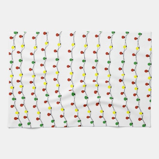 Retro Twinkles kleurrijke kerstlichten Theedoek (Horizontaal)