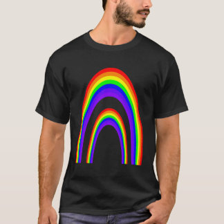 Retro Twinned Rainbow Seventies Stijl Zeven kleure T-shirt