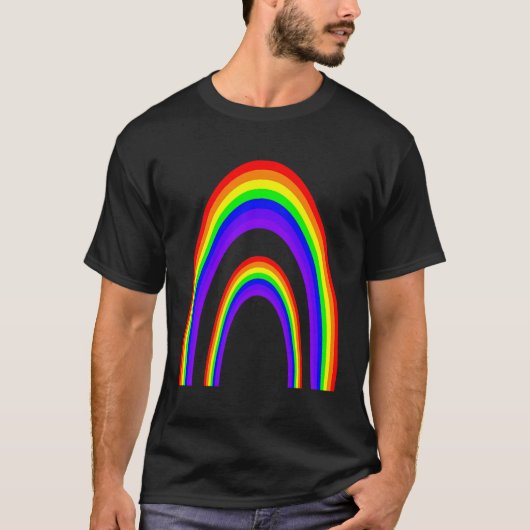 Retro Twinned Rainbow Seventies Stijl Zeven kleure T-shirt (Voorkant)