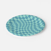 Retro Twist Blue Checkerboard met kaars Papieren Bordje (Gekanteld)