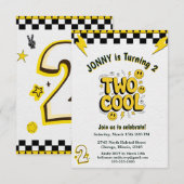 Retro Two Cool 2nd Birthday Party  Kaart (Voorkant / Achterkant)