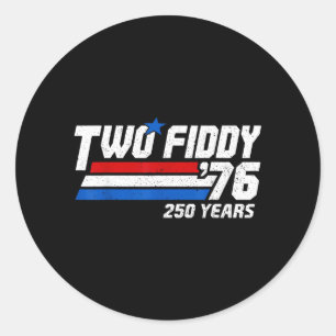 Retro Two Fiddy 76 250 Jaar Patriottisch Amerika Ronde Sticker