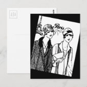 Retro Two Girls in Parijs Briefkaart (Voorkant / Achterkant)