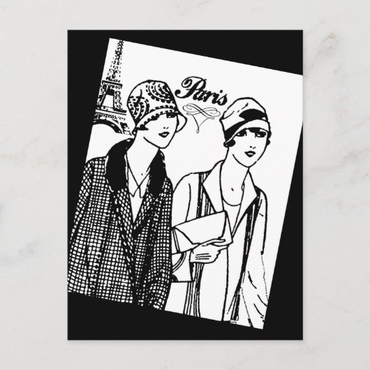 Retro Two Girls in Parijs Briefkaart (Voorkant)
