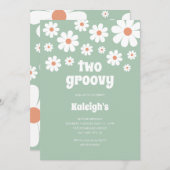 Retro Two Groovy 70's Style Birthday Uitnodiging (Voorkant / Achterkant)