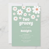 Retro Two Groovy 70's Style Birthday Uitnodiging