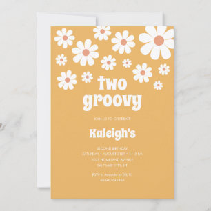 Retro Two Groovy 70's Style Birthday Uitnodiging
