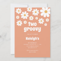Retro Two Groovy 70's Style Birthday Uitnodiging