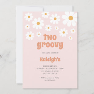 Retro Two Groovy 70's Style Birthday Uitnodiging