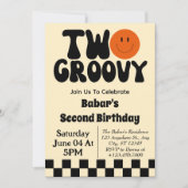 Retro Two Groovy Boy 2de verjaardag   Kaart (Voorkant)