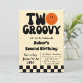 Retro Two Groovy Boy 2de verjaardag   Kaart (Staand voorkant)