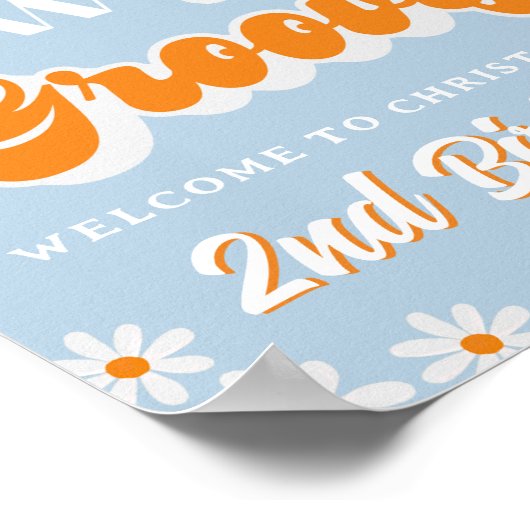 Retro Two Groovy Boys 2de verjaardag Welkom Poster (Hoek)