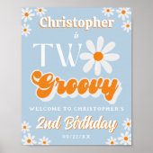 Retro Two Groovy Boys 2de verjaardag Welkom Poster (Voorkant)