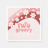 Retro Two Groovy daisy boho floral 2e verjaardag N Servet (Voorkant)