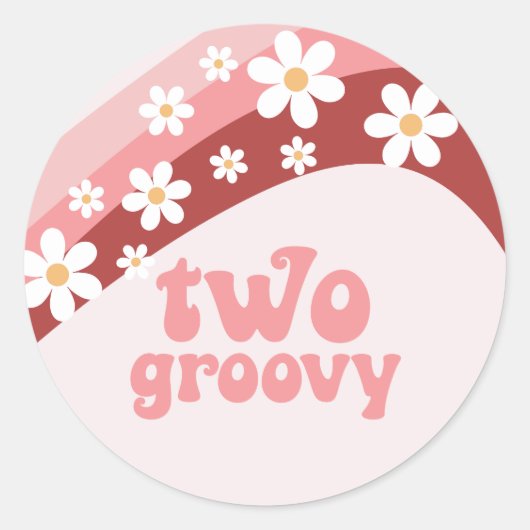 Retro Two Groovy daisy boho floral 2e verjaardag Ronde Sticker (Voorkant)