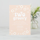 Retro Two Groovy daisy boho florale tweede verjaar Kaart (Staand voorkant)