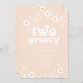 Retro Two Groovy daisy boho florale tweede verjaar Kaart (Voorkant / Achterkant)