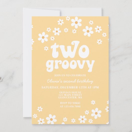Retro Two Groovy daisy boho florale tweede verjaar Kaart (Voorkant)