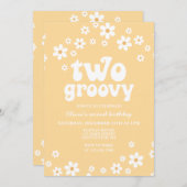 Retro Two Groovy daisy boho florale tweede verjaar Kaart (Voorkant / Achterkant)