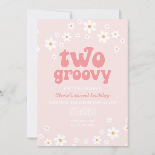 Retro Two Groovy daisy boho florale tweede verjaar Kaart (Voorkant)