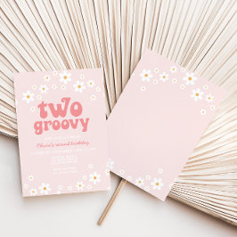 Retro Two Groovy daisy boho florale tweede verjaar Kaart