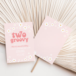 Retro Two Groovy daisy boho florale tweede verjaar Kaart