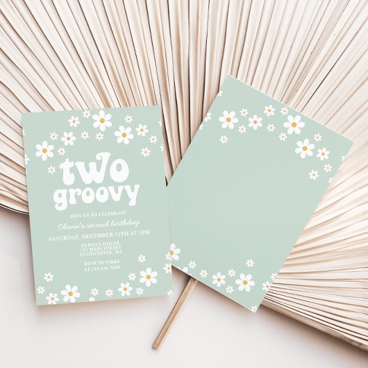 Retro Two Groovy daisy boho florale tweede verjaar Kaart