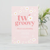 Retro Two Groovy daisy boho florale tweede verjaar Kaart (Staand voorkant)