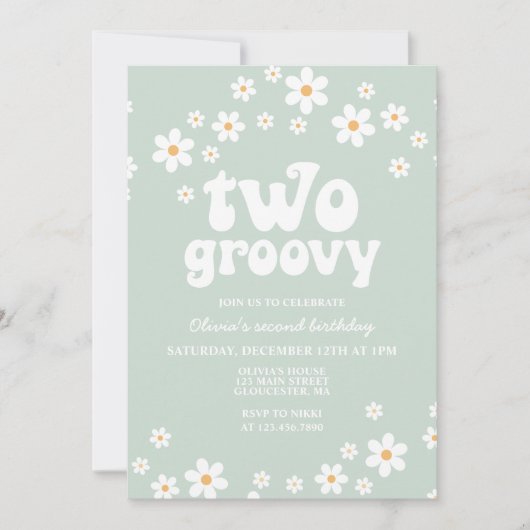 Retro Two Groovy daisy boho florale tweede verjaar Kaart (Voorkant)