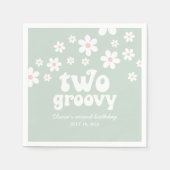 Retro Two Groovy daisy boho florale tweede verjaar Servet (Voorkant)