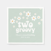Retro Two Groovy daisy boho florale tweede verjaar Servet (Voorkant)
