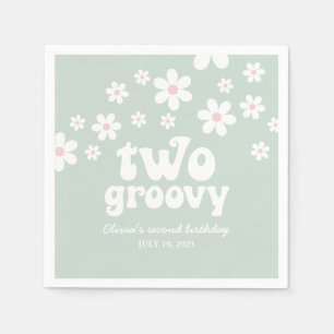 Retro Two Groovy madelief boho bloemige tweede ver Servet