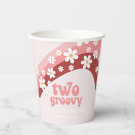 Retro Two Groovy madeliefje boho bloem 2de verjaar Papieren Bekers
