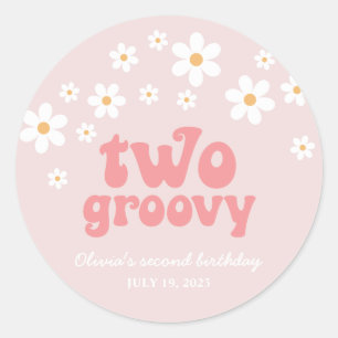 Retro Two Groovy madeliefje boho bloem tweede verj Ronde Sticker