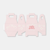 Retro two Groovy Pink Daisy Favor Bedankdoosjes (Uitgevouwen)