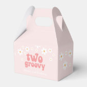 Retro two Groovy Pink Daisy Favor Bedankdoosjes (Voorkant Zijde)