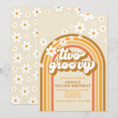 Retro Two GroovY Rainbow Brown Oranje Birthday Kaart (Voorkant / Achterkant)