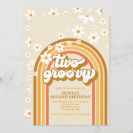 Retro Two GroovY Rainbow Brown Oranje Birthday Kaart