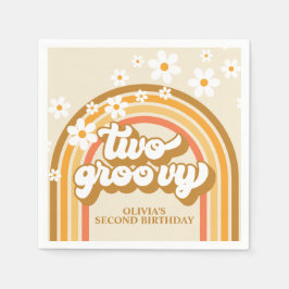 Retro Two GroovY Rainbow Brown Oranje Birthday Servet